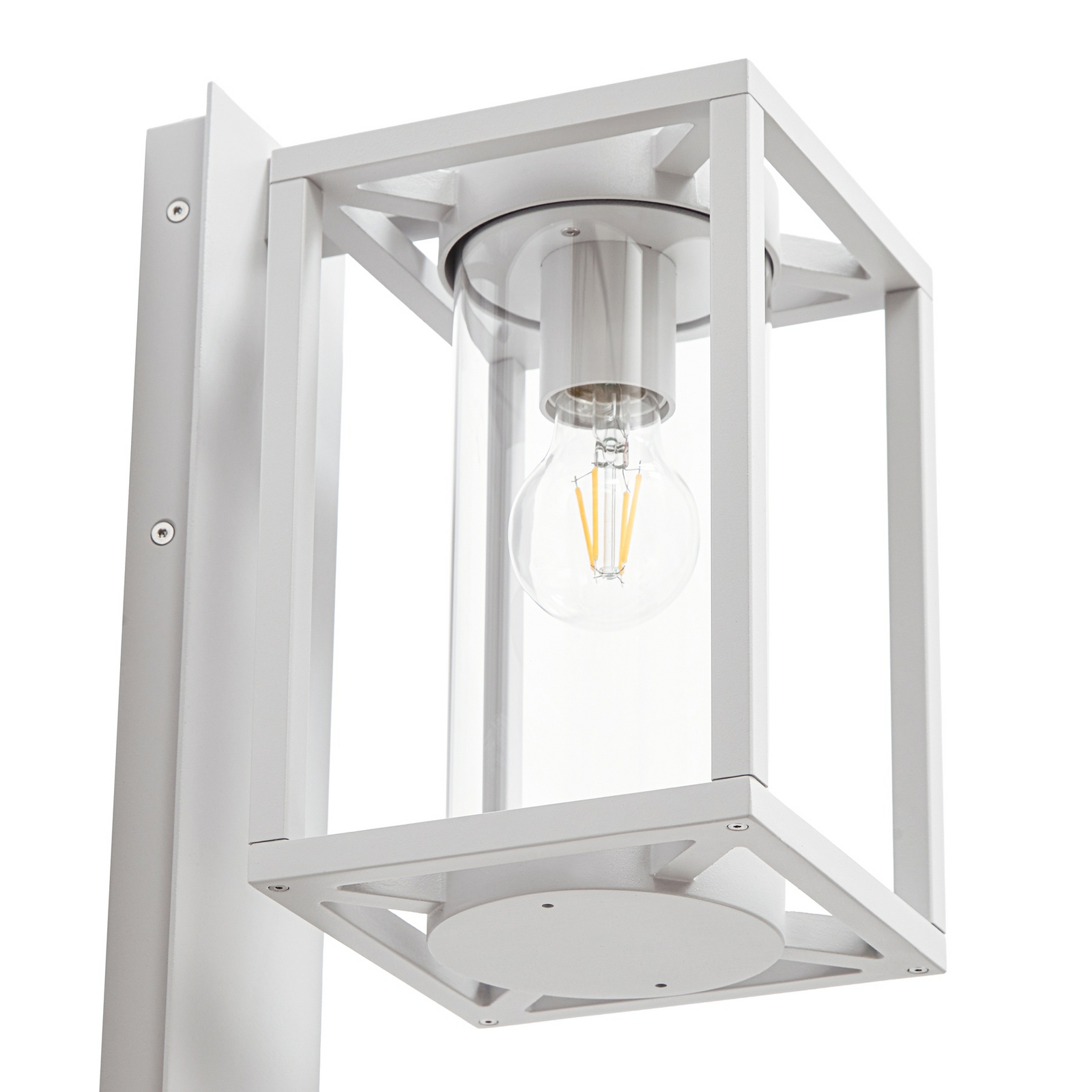 Lucande Applique da esterno Ferda, sensore, portalampada inferiore, grigio