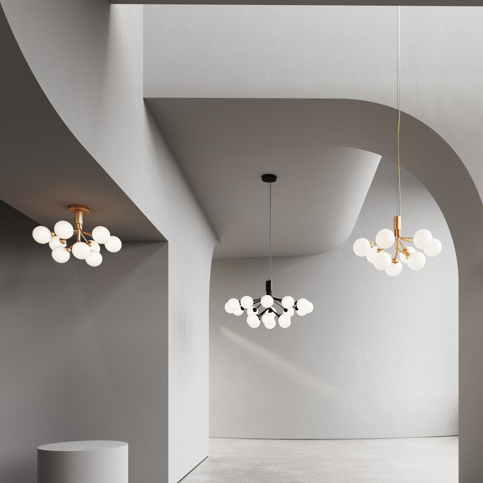 Apiales 9 Kronleuchter Brushed Brass/Opal White - Nuura