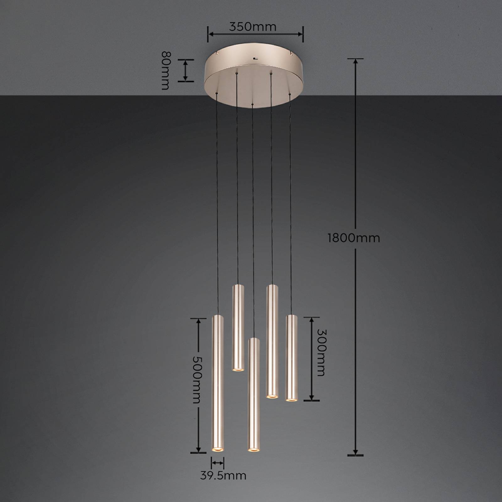 LED-pendellampe Arimato, Ø 35 cm, kremfarget, metall, CCT