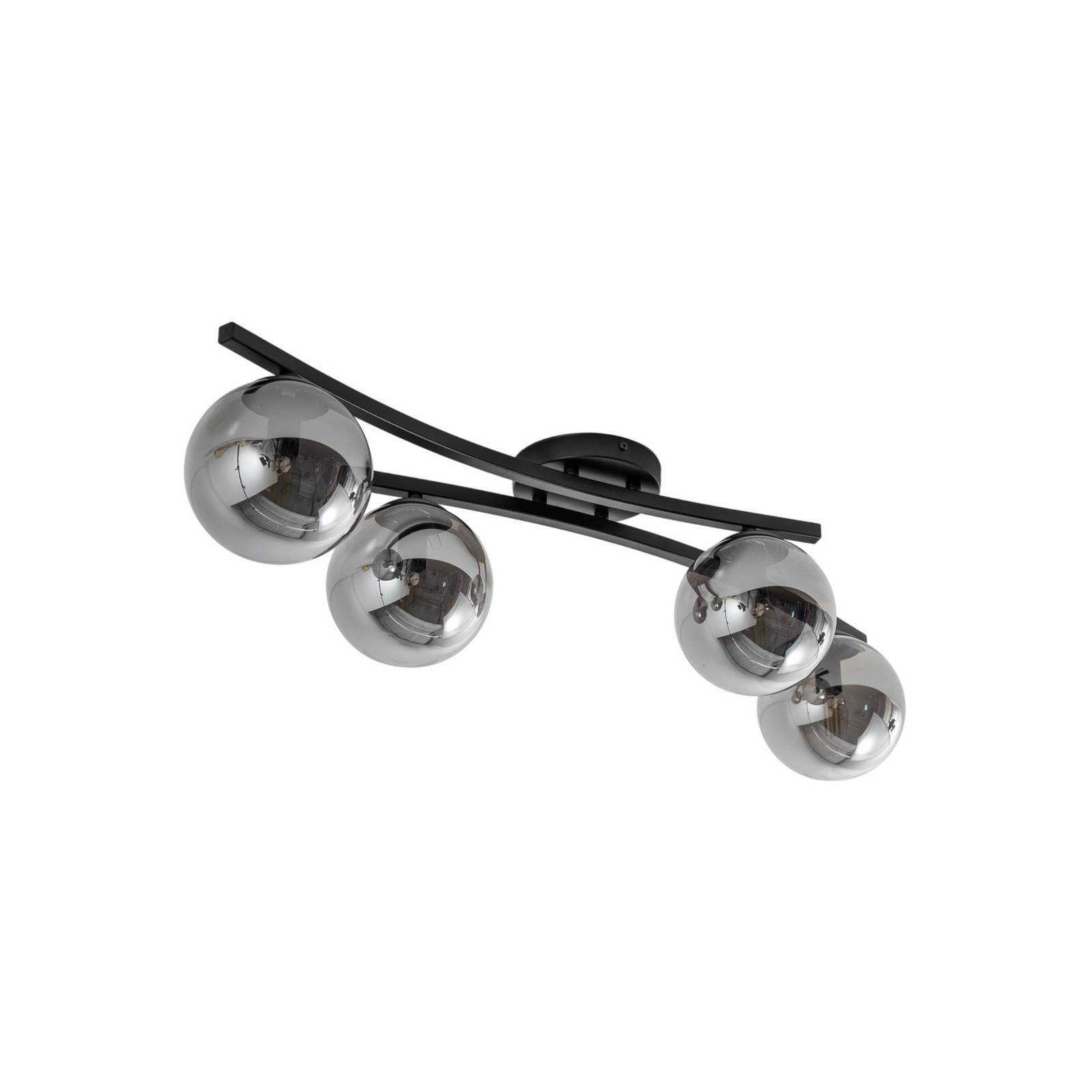 Deckenlampe Opus, Länge 84 cm, rauchgrau/schwarz, 4-flg.