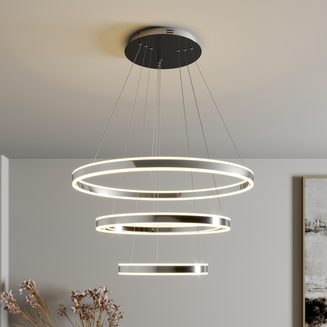 LED-Pendellampe Lyani, 3 Ringe untereinander