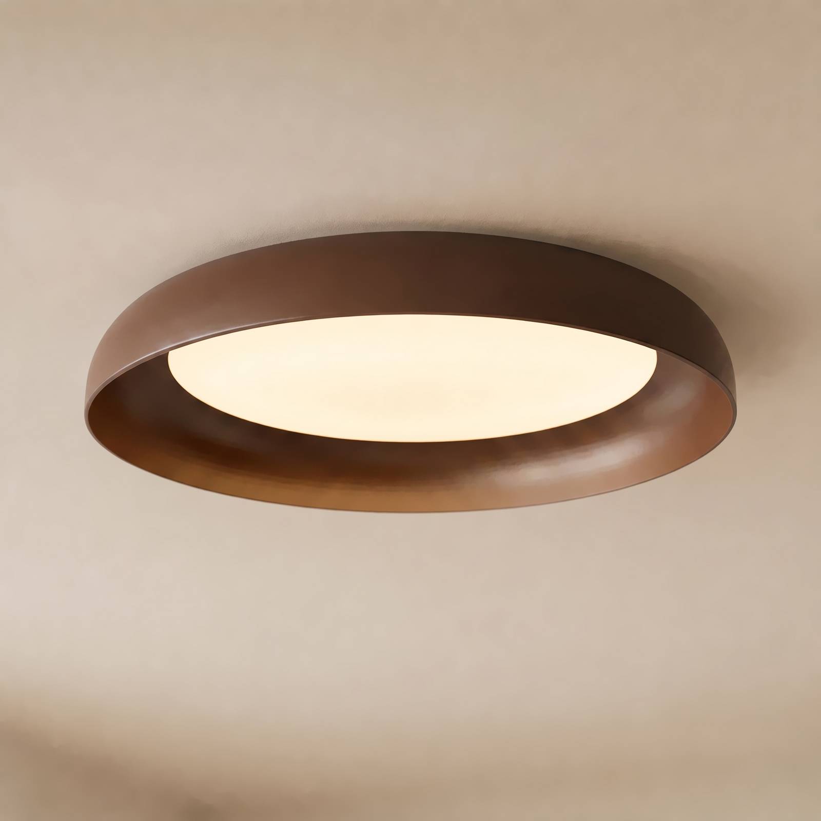 Lampa sufitowa LED Lindby „Florie”, brązowa, metalowa, Ø 40 cm