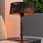 Lucande Tisch-Heizstrahler Pyravo, schwarz, Alu, 70 cm, IP44