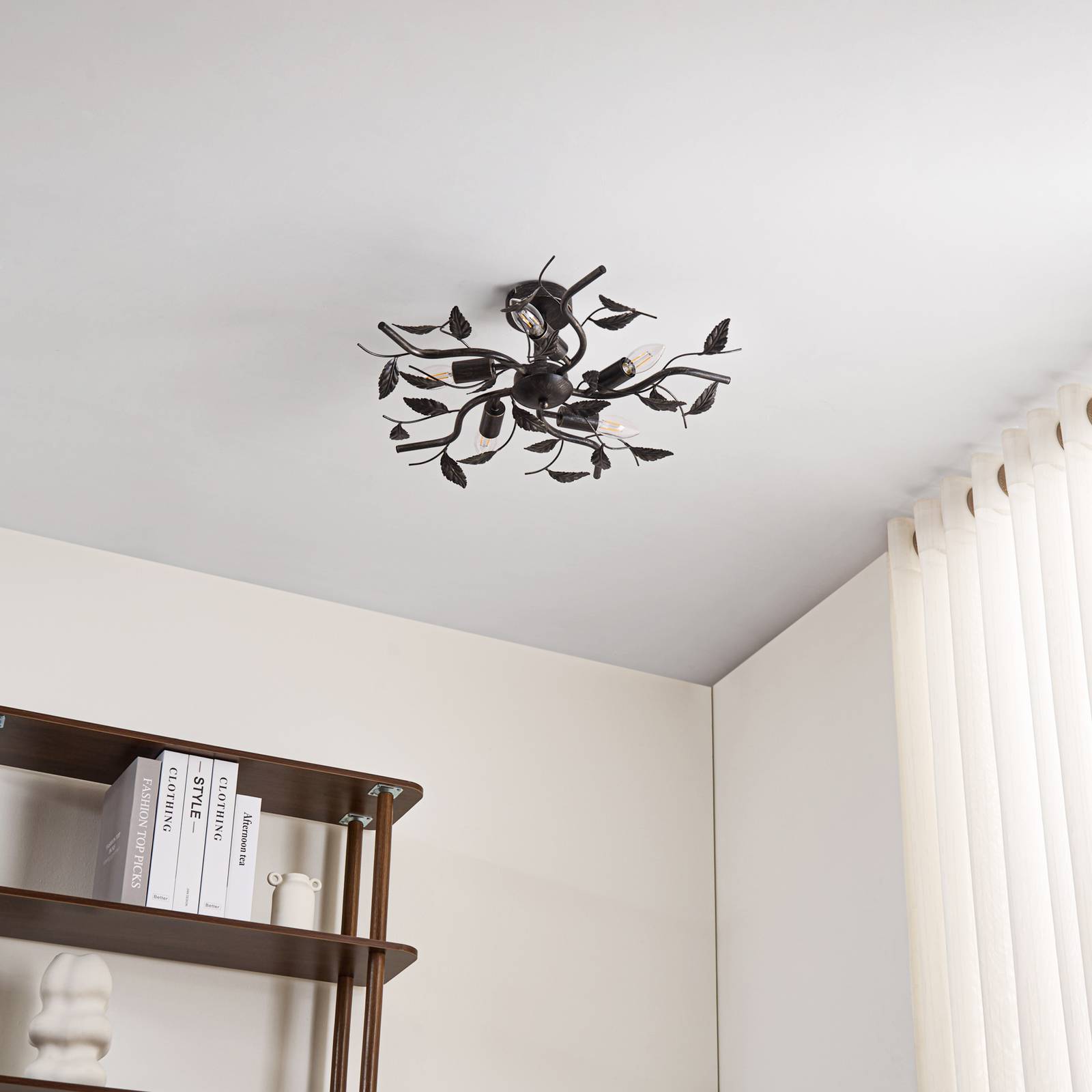 Lampa sufitowa Lindby Yos, 5-punktowa, 58 cm, czarno-złota, E14