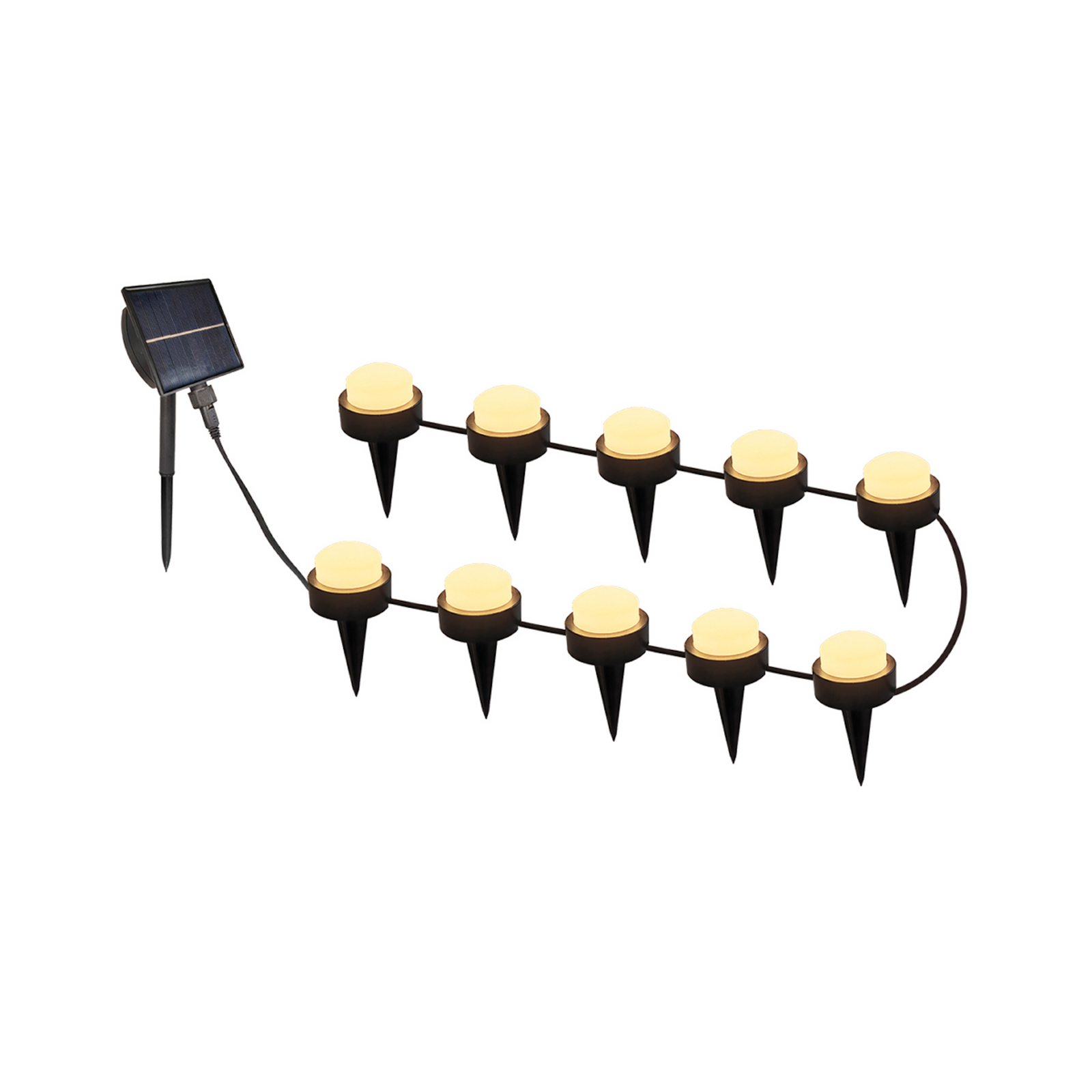 Soliray Solar Fairy Lights with Ground Spikes, 10-bulb, black, length 12 m