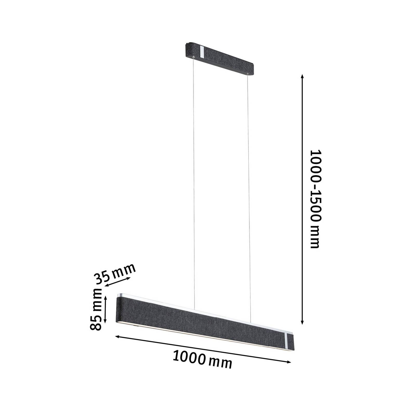 Paulmann Smart Żyrandol LED Jagun, antracyt, 100 cm, filc