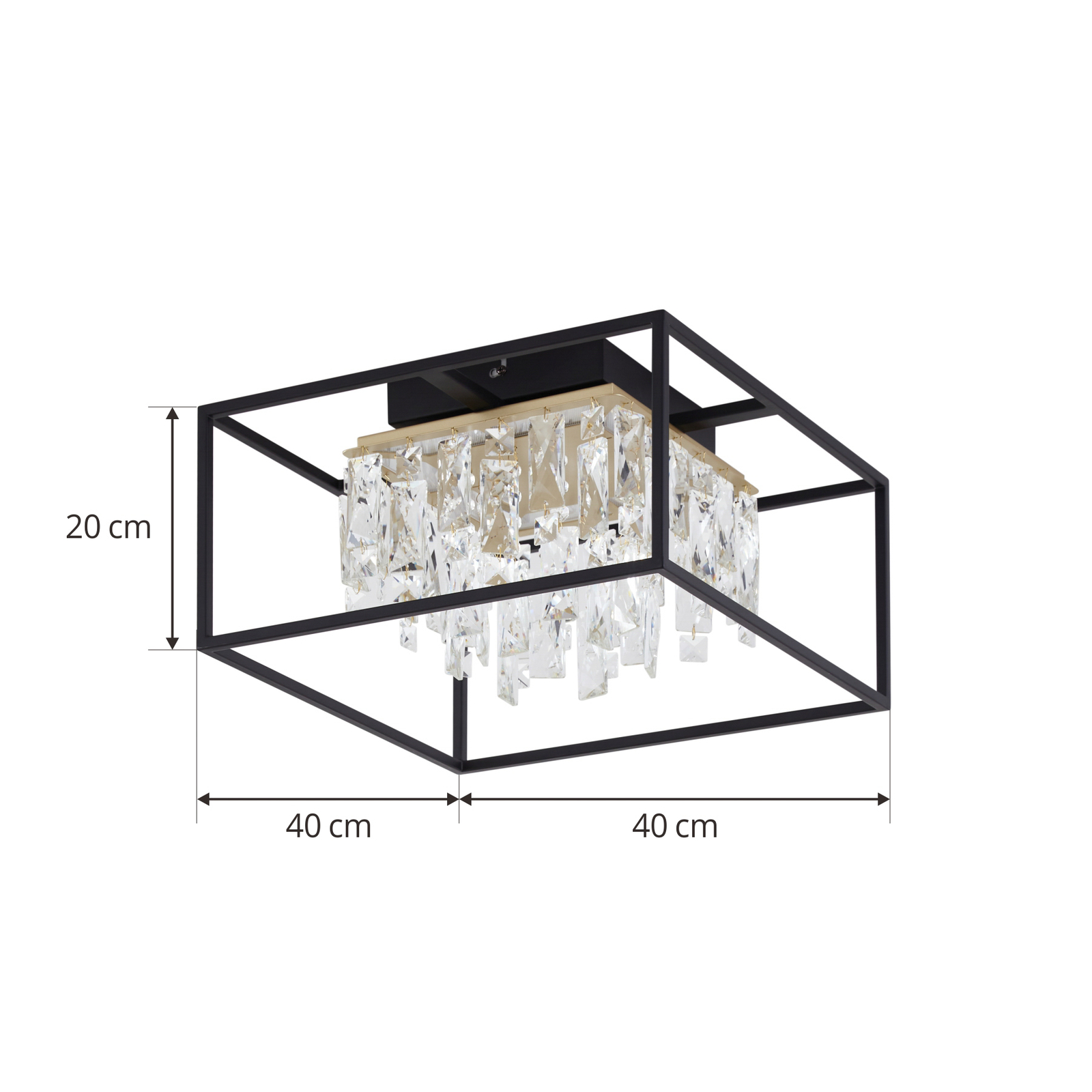 Lucande Plafonnier LED Kassi, noir, fer, intensité variable, 40cm