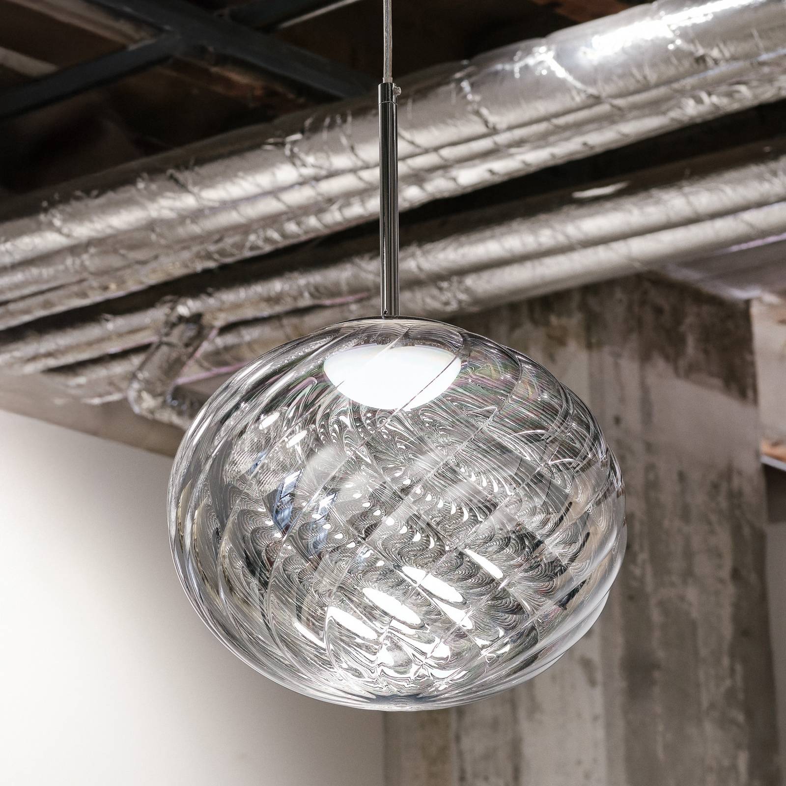 Tom Dixon Tom Dixon LED závěsné světlo Whirl, stříbrné, 30 cm, plast, stmívatelné