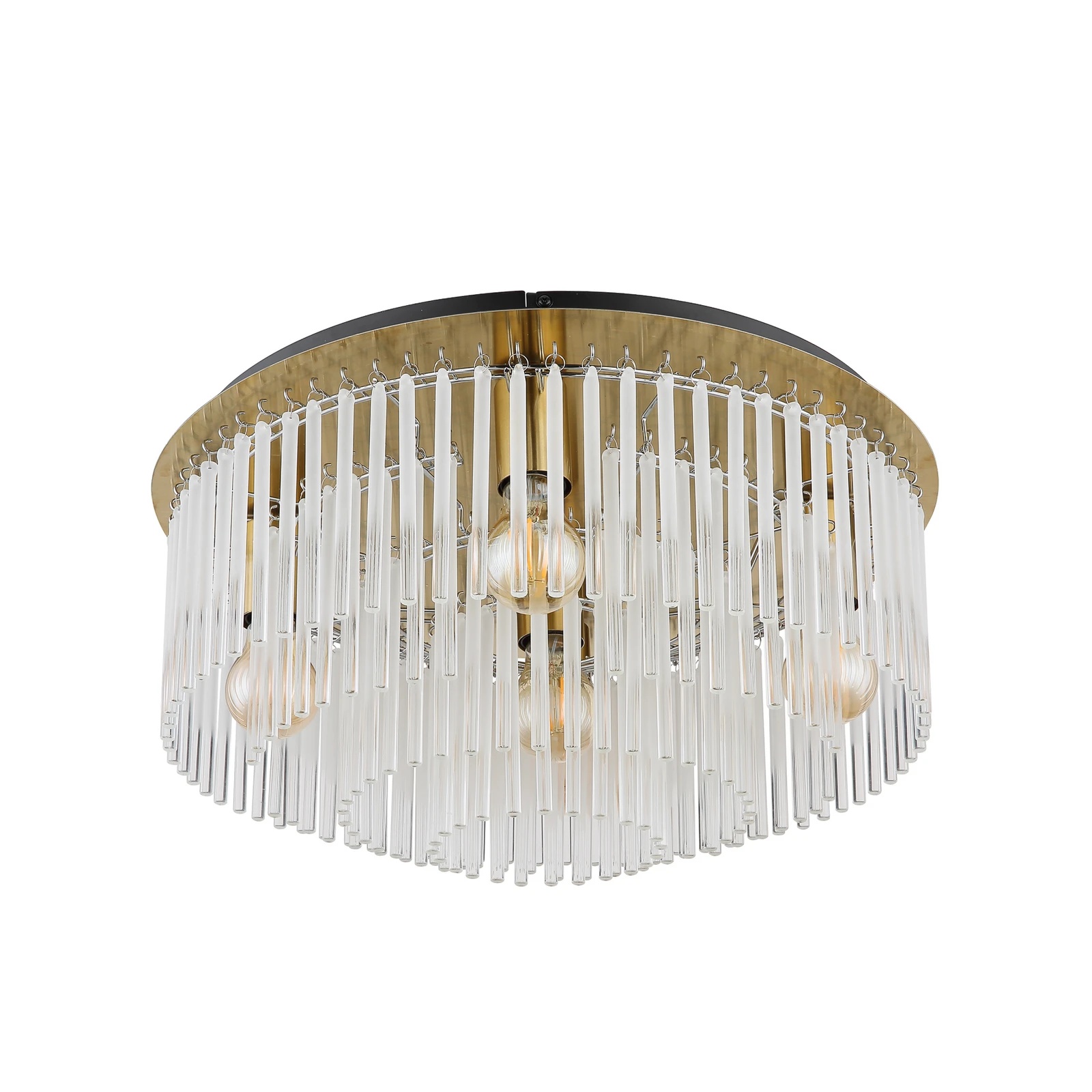 Plafón Gorley, blanco/dorado, cristal, Ø 50 cm, 5 luces, E27