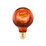 Globe LED bulb E27 G80 4 W filament 2,000 K copper