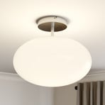 Lindby loftlampe Sonika, Ø 40 cm, nikkelfarvet, glas, E27