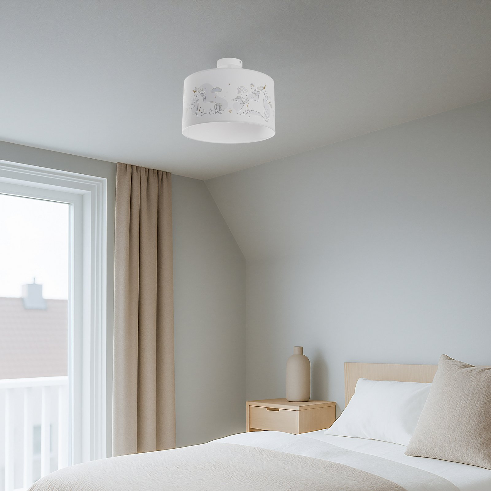 Mila függőlámpa, Ø 35 cm, szövet, egyszarvúak, E27