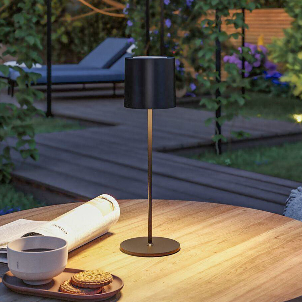 Paulmann Tuni bärbar bordslampa IP44, svart från Paulmann