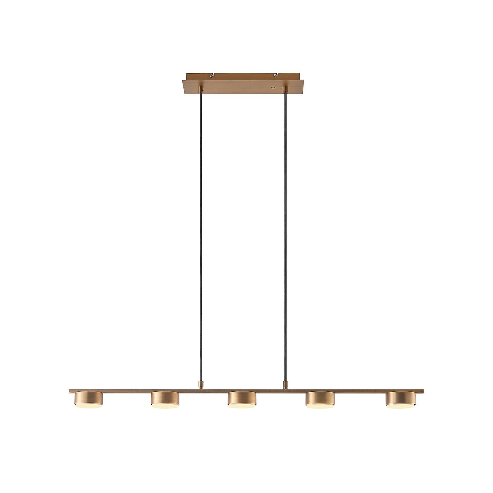 Lindby Kaylou LED a sospensione, 5 luci, bronzo, per soggiorno / sala da pranzo, ferro, alluminio, GX53, 7 W, lunghezza: 100 cm, larghezza: 8.2 cm