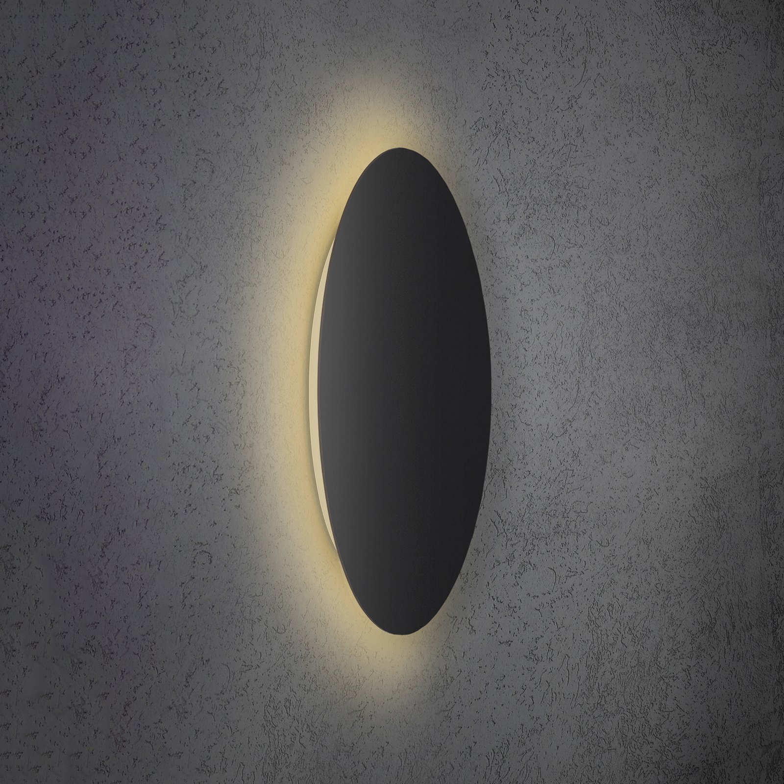 Escale Blade LED wall light, matt black, Ø 59 cm