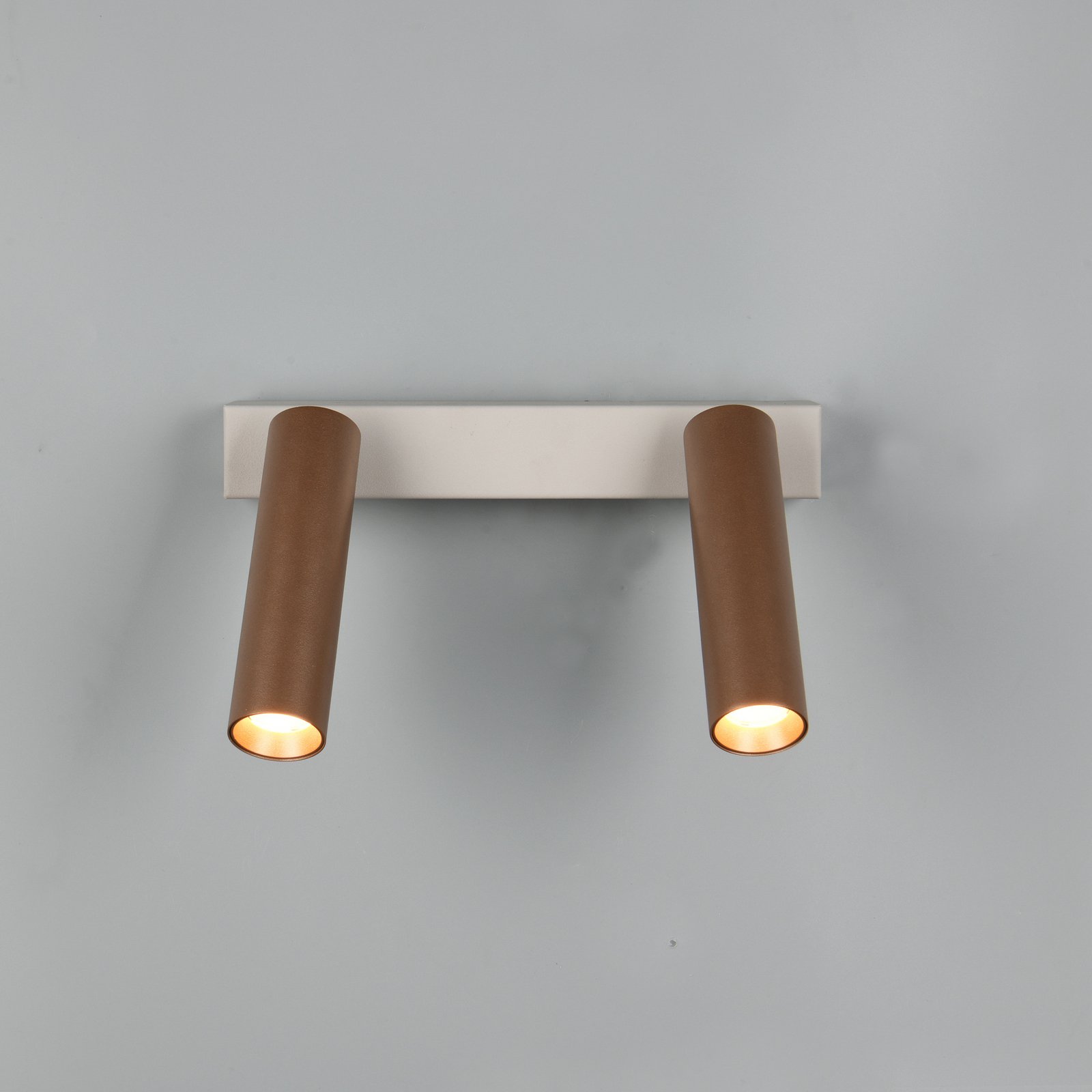 LED stropné bodové svetlá Ambala, dĺžka 26 cm, sivá/hnedá, 2-pl. LED stropné bodové svetlá Ambala, dĺžka 26 cm, sivá/hnedá, 2-pl.