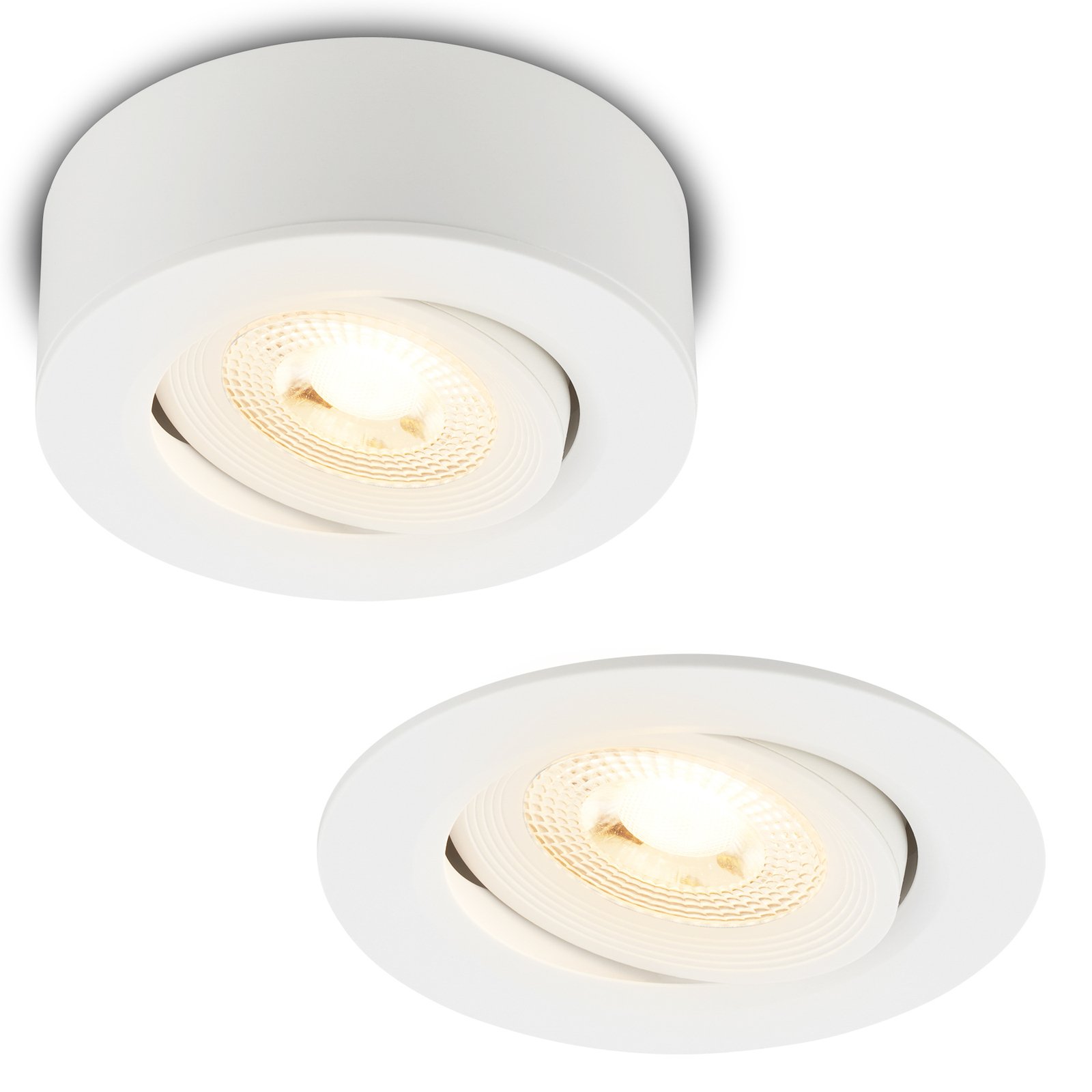 Desi LED recessed light, white, Ø9cm, on/off, 3,000 K