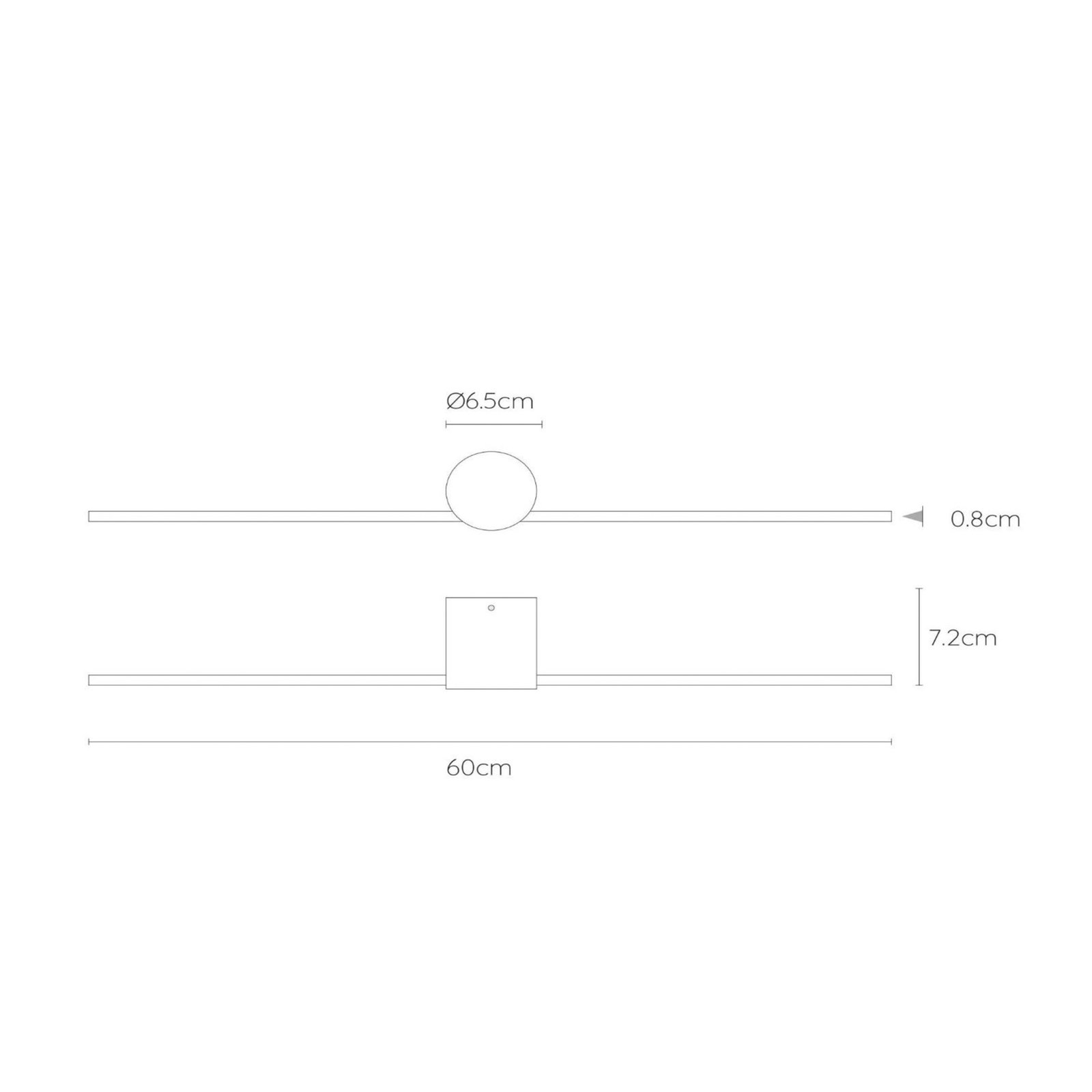 LED-seinävalaisin Mizar, 60 cm, musta, IP44