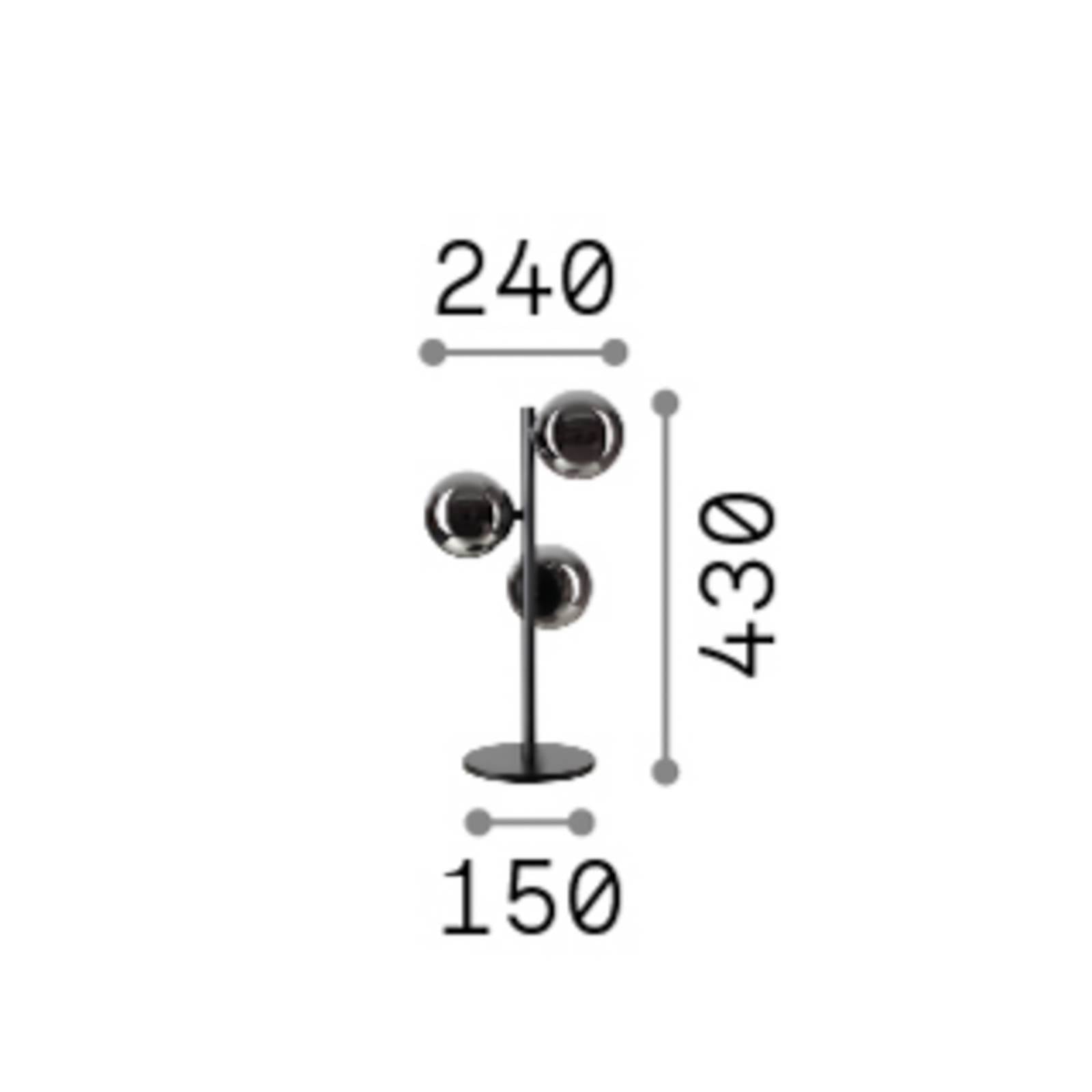 Lampa stołowa IDEAL LUX Perlage, mosiądz/biały, wysokość 43 cm, 3-punktowa