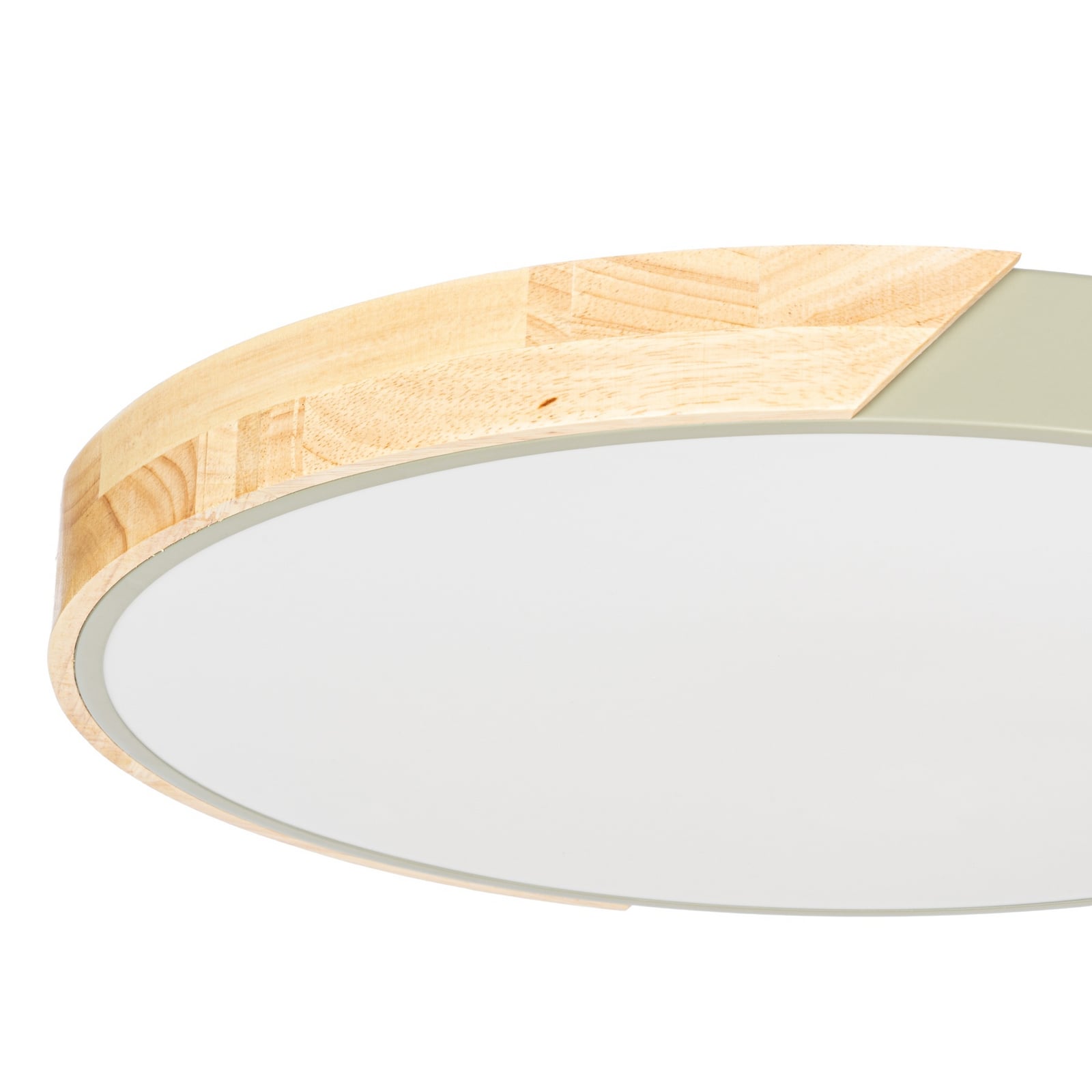 Plafón LED Lynorri de PRIOS, Ø 52 cm, verde, acabado en madera Plafón LED Lynorri de PRIOS, Ø 52 cm, verde, acabado en madera