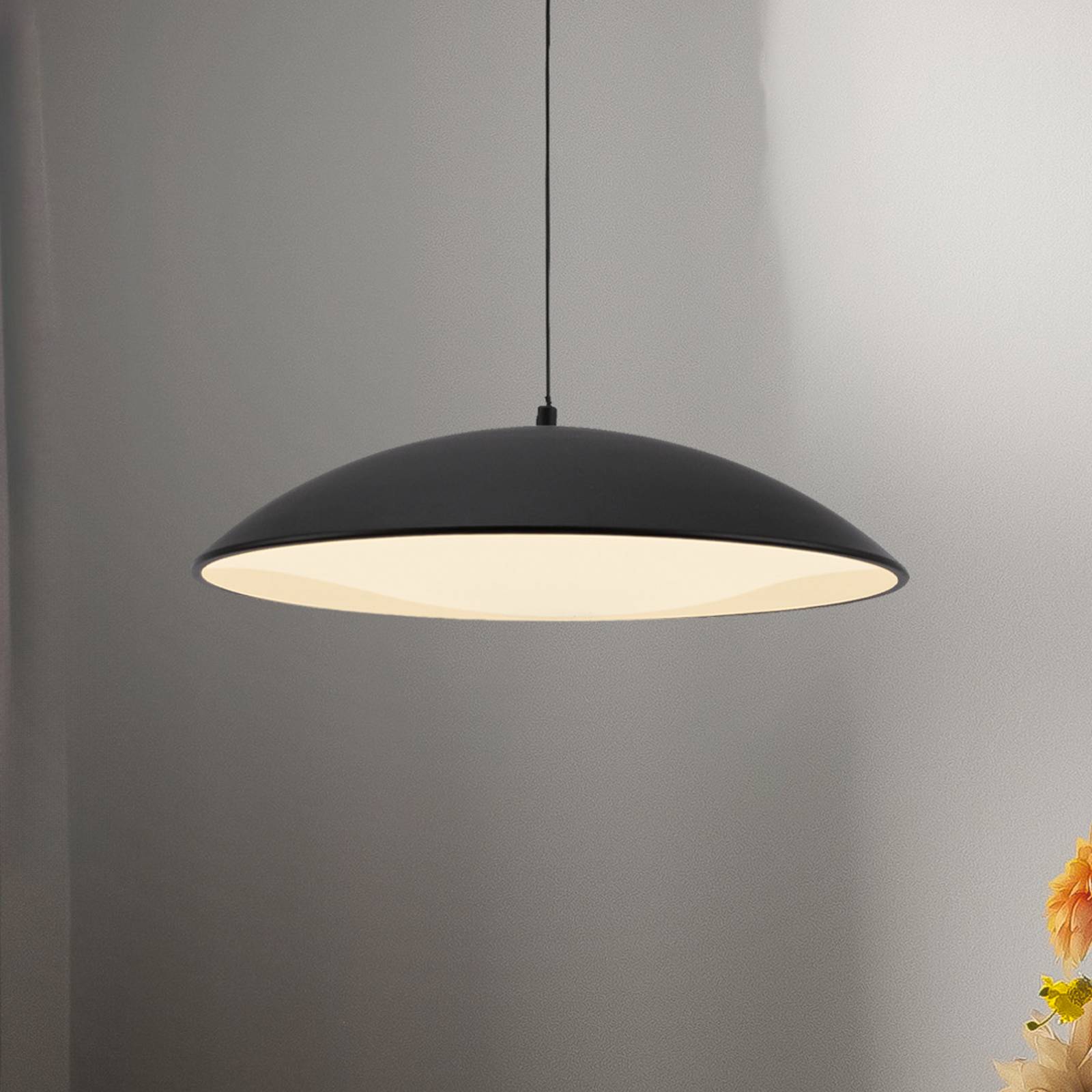 Levně Schöner Wohnen LED závěsné světlo LENTE, černé, Ø 40 cm, kov, Switchdim