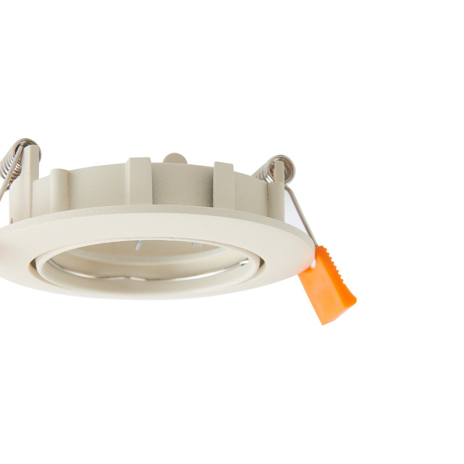 Prios plafond inbouwlamp Fibur, beige, aluminium, Ø 8,2 cm