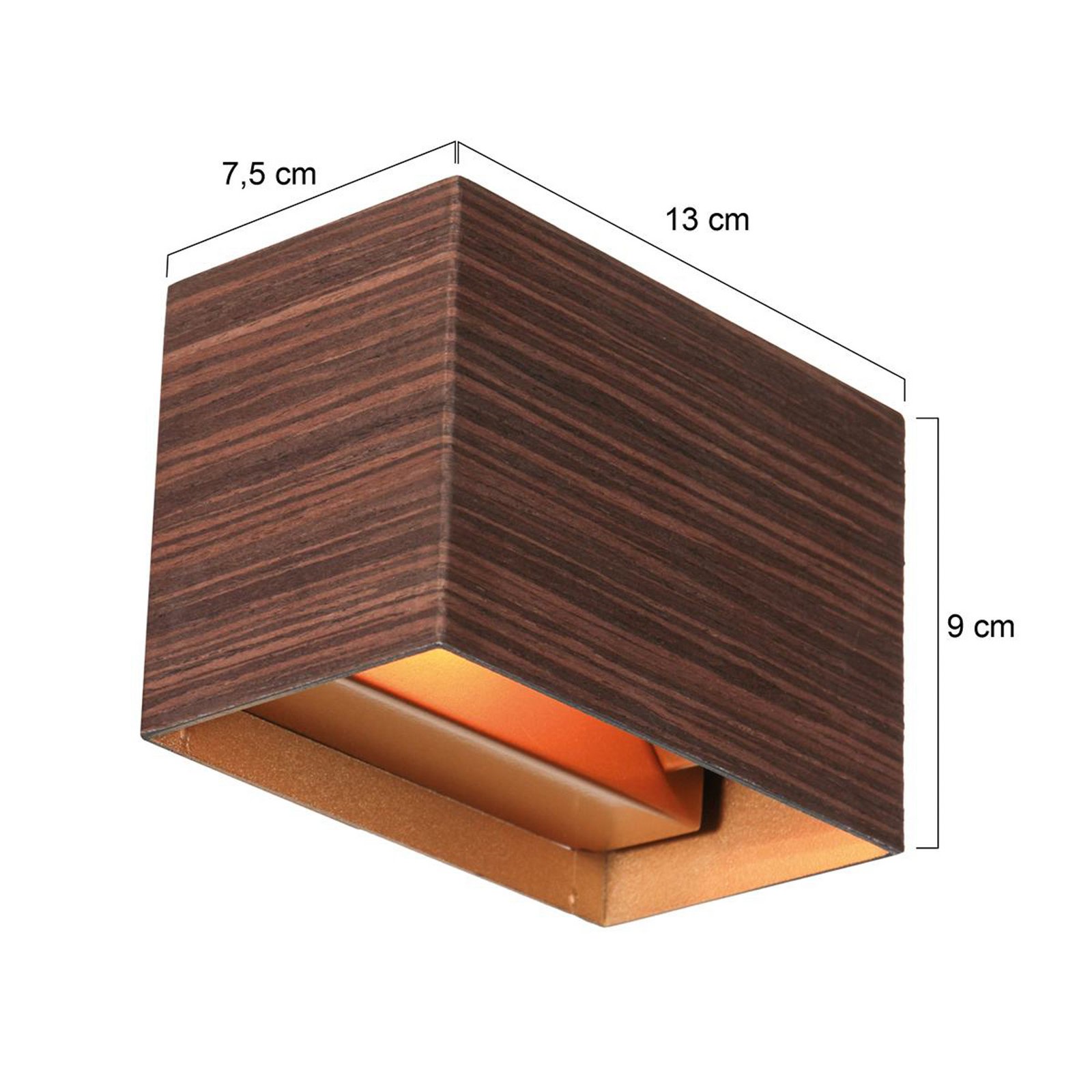 LED wall light Muro 3365, wood look, angular, G9, 2,700 K