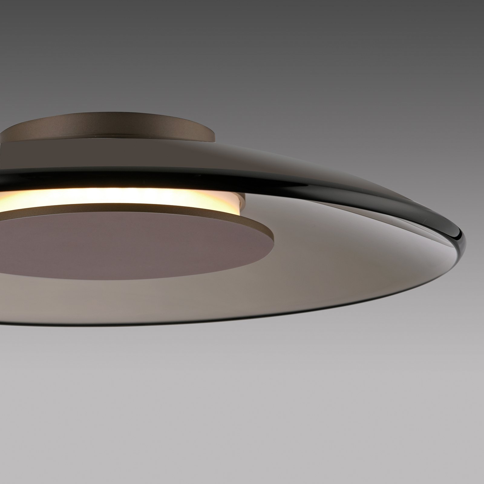 PURE LED asztali lámpa Moon, bronzszínű üveg/alumínium fényerőszabályzóval