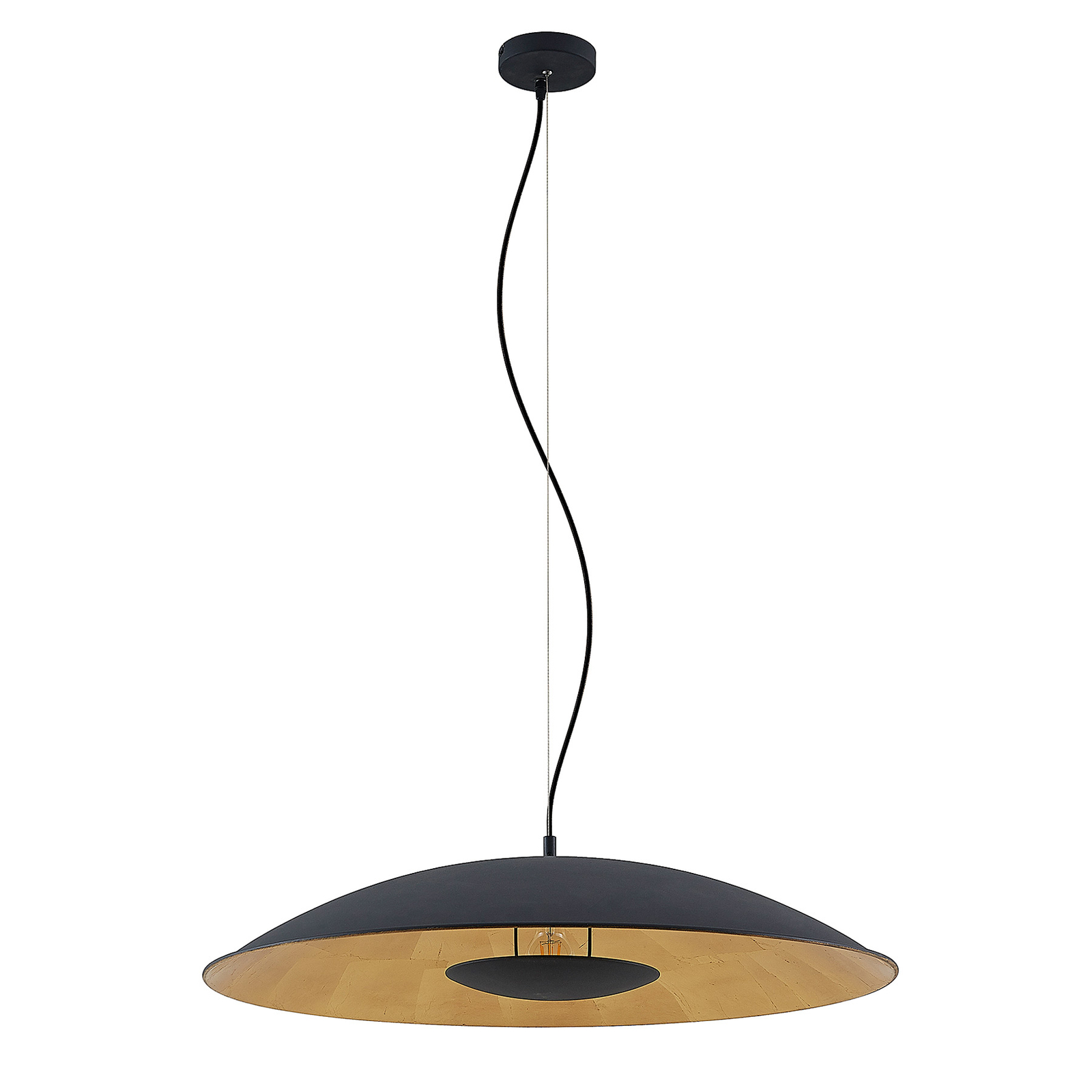 Lindby Narisara hanglamp zwart-goud 1-lamp 80 cm