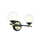 Applique Benno 2 nero-bronzo, bianco IP44 acciaio vetro G9
