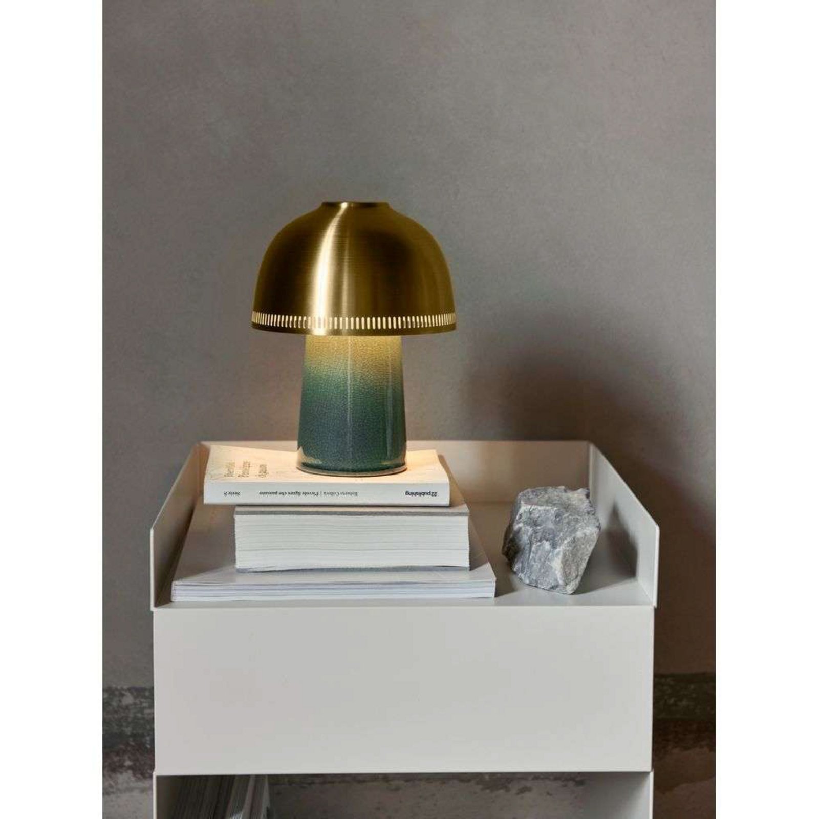 Raku SH8 Portable Table Lamp Blue Green/Brass - &Tradition