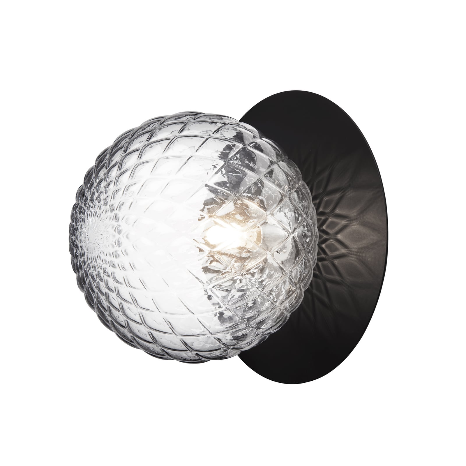 Liila 1 wall light, black/clear, Ø 25.5 cm, IP 44 - Nuura