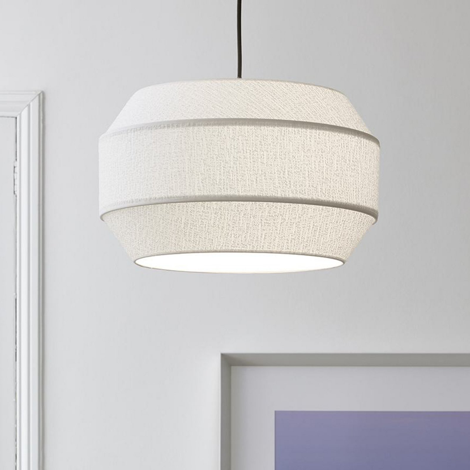 MARKET SET Lámpara colgante Cosiness, Ø 46 cm, blanco, tela