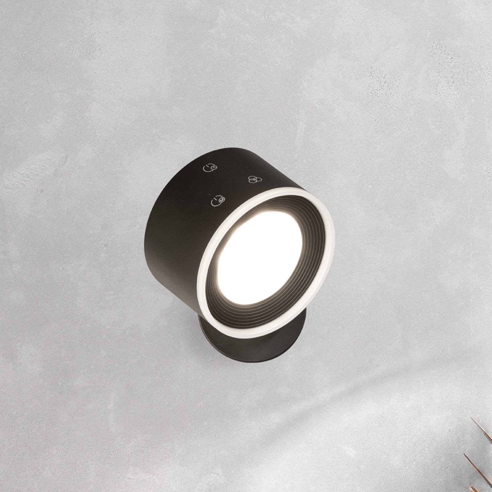 LED wall spotlight Magnetics, black, dimmable, RGBW