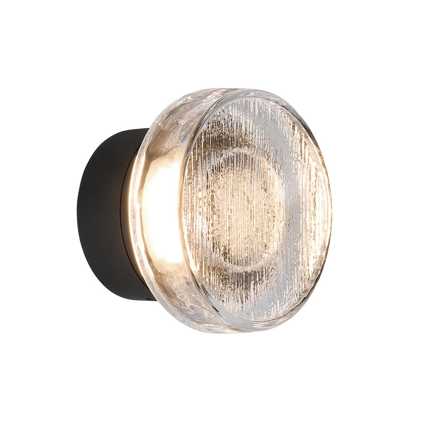 MARSET LED-Außenwandlampe Roc, Ø 14 cm, schwarz/transluzent