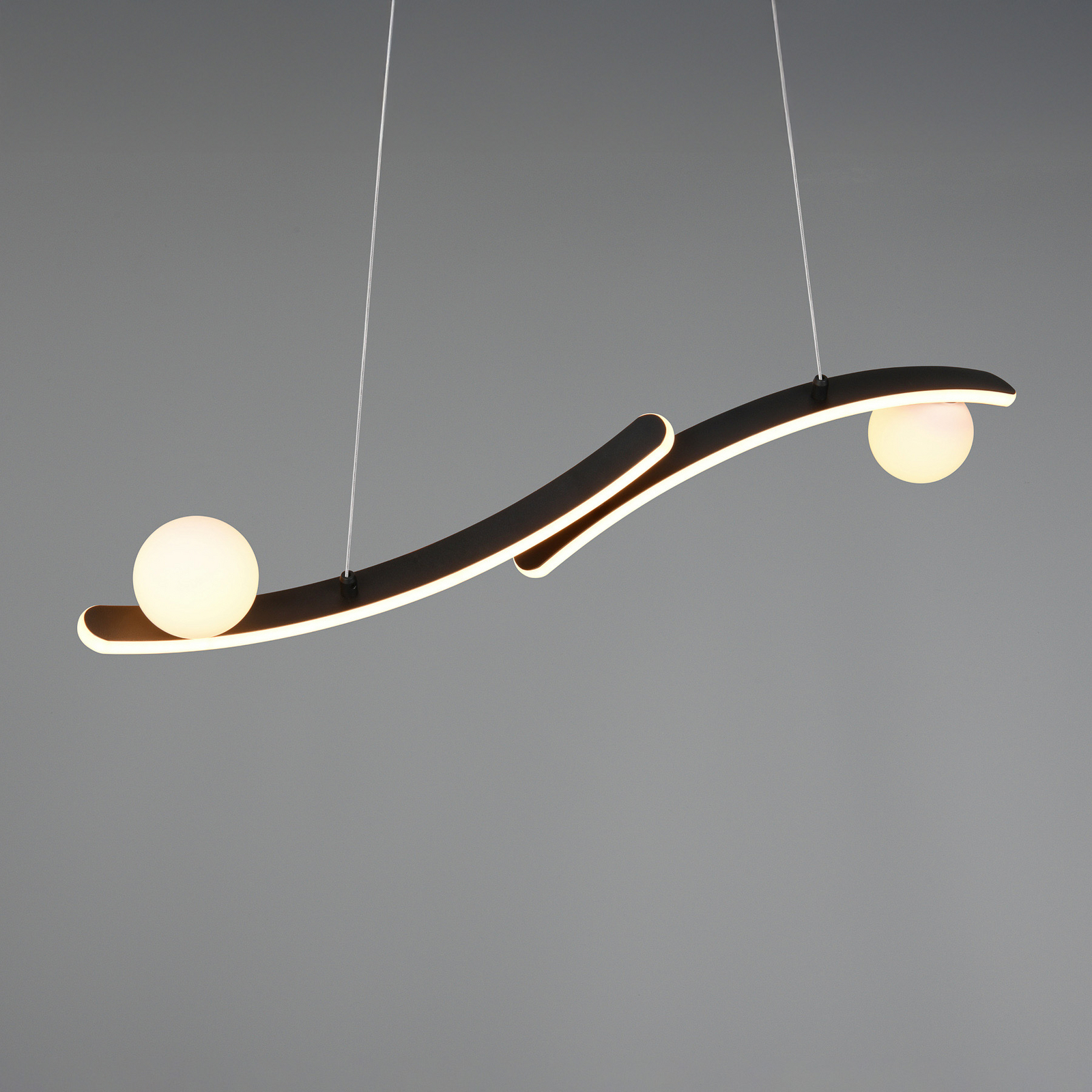 Lampă suspendată LED Napoli, negru mat, lungime 82 cm, metal