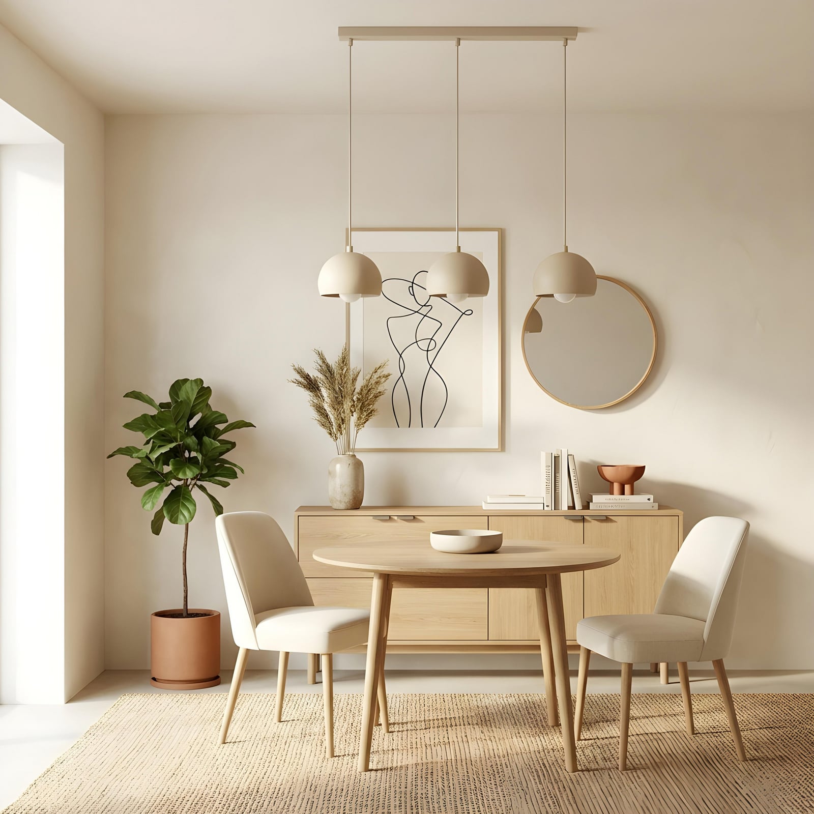 Sool hanging light, beige, length 65 cm, 3-bulb, metal, E27 Sool hanging light, beige, length 65 cm, 3-bulb, metal, E27