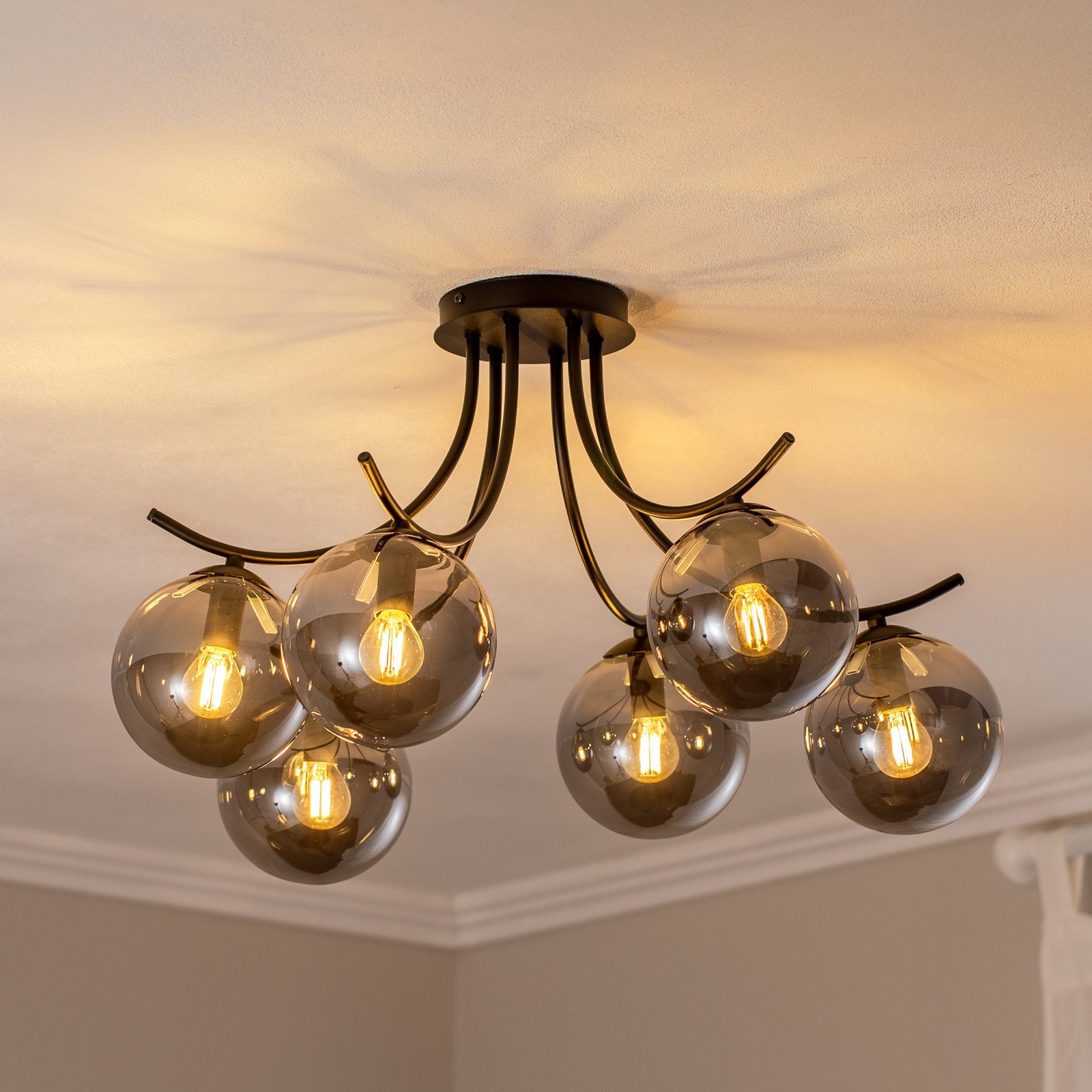 EMIBIG LIGHTING Plafonieră Boston negru/grafit 6 becuri - Camera de zi / sufragerie - modern - negru grafit - Metal