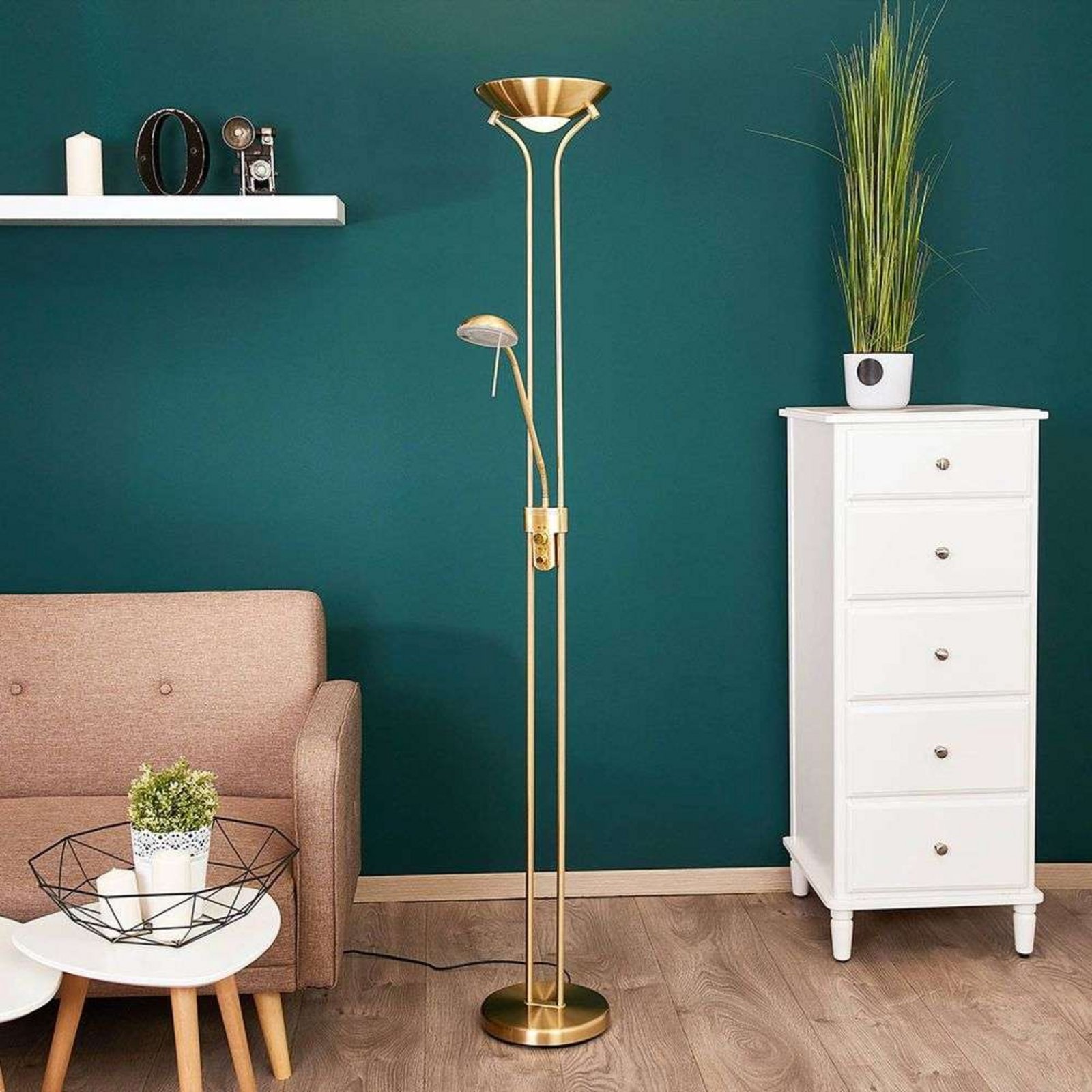 Josefin LED Lampadar Brass - Lindby