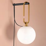 Artemide nh lampa ścienna z kulą szklaną, mosiądz