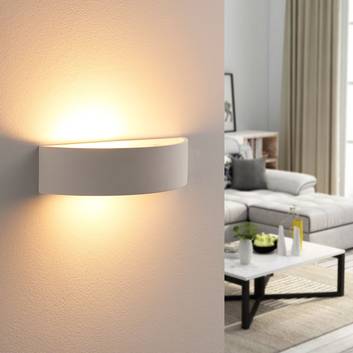 Lindby Aurel LED-væguplight, gips, hvid, halvrund