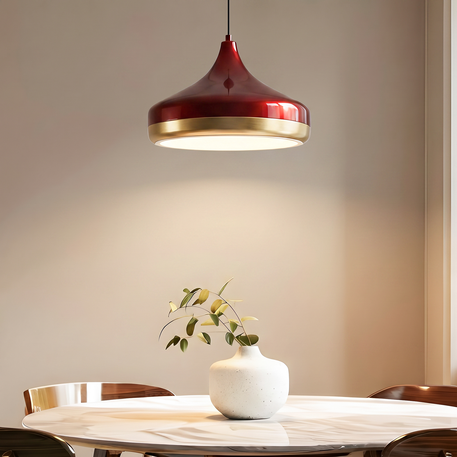 Lampada a sospensione Yıldo, rosso vino, Ø 36 cm, metallo, E27