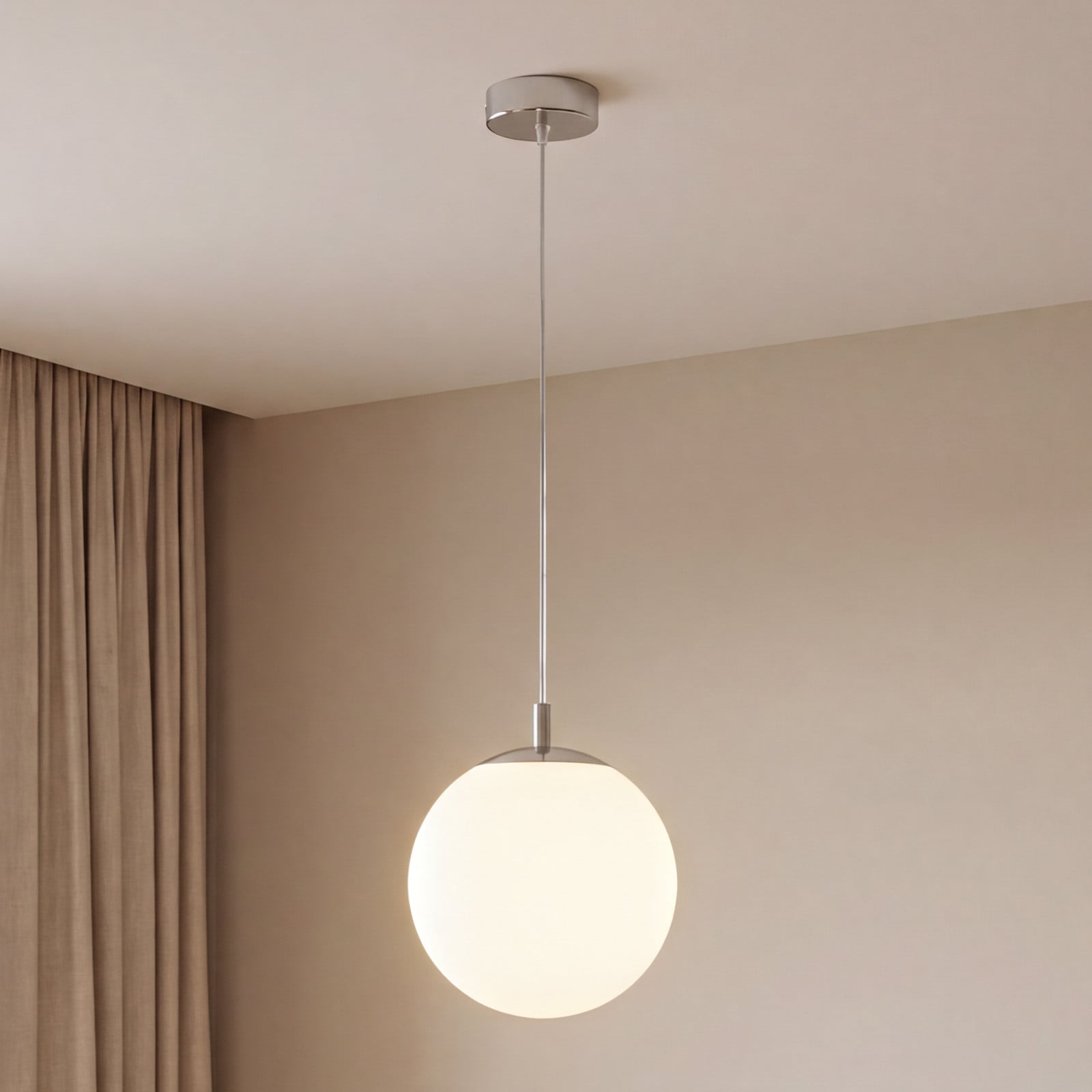 Argon Lampă suspendată Bernike alb/crom sticlă Ø 30 cm - Camera de zi / sufragerie - Modern - alb crom