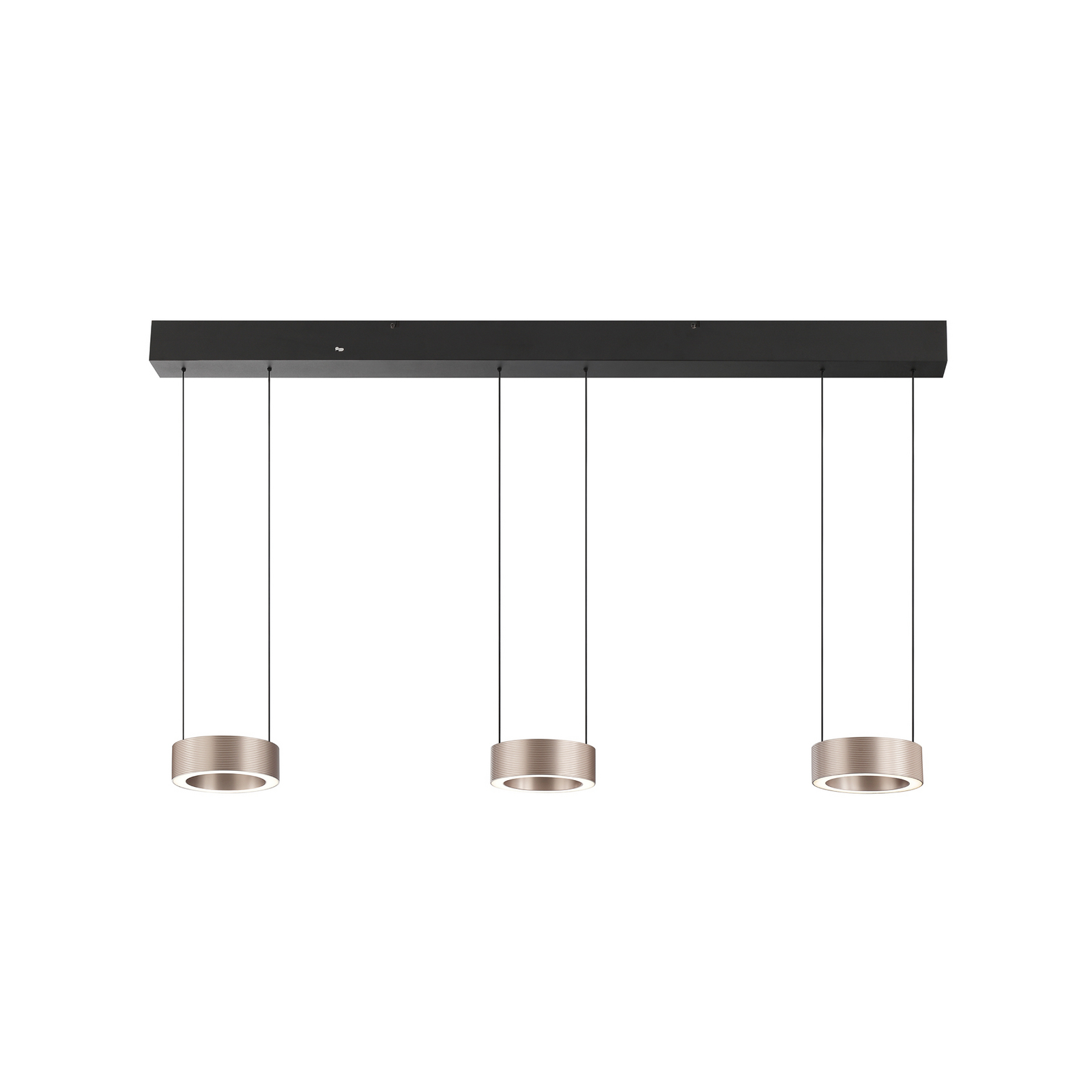Lampada LED a sospensione Axion, nera/marrone, lunghezza 118 cm, CCT