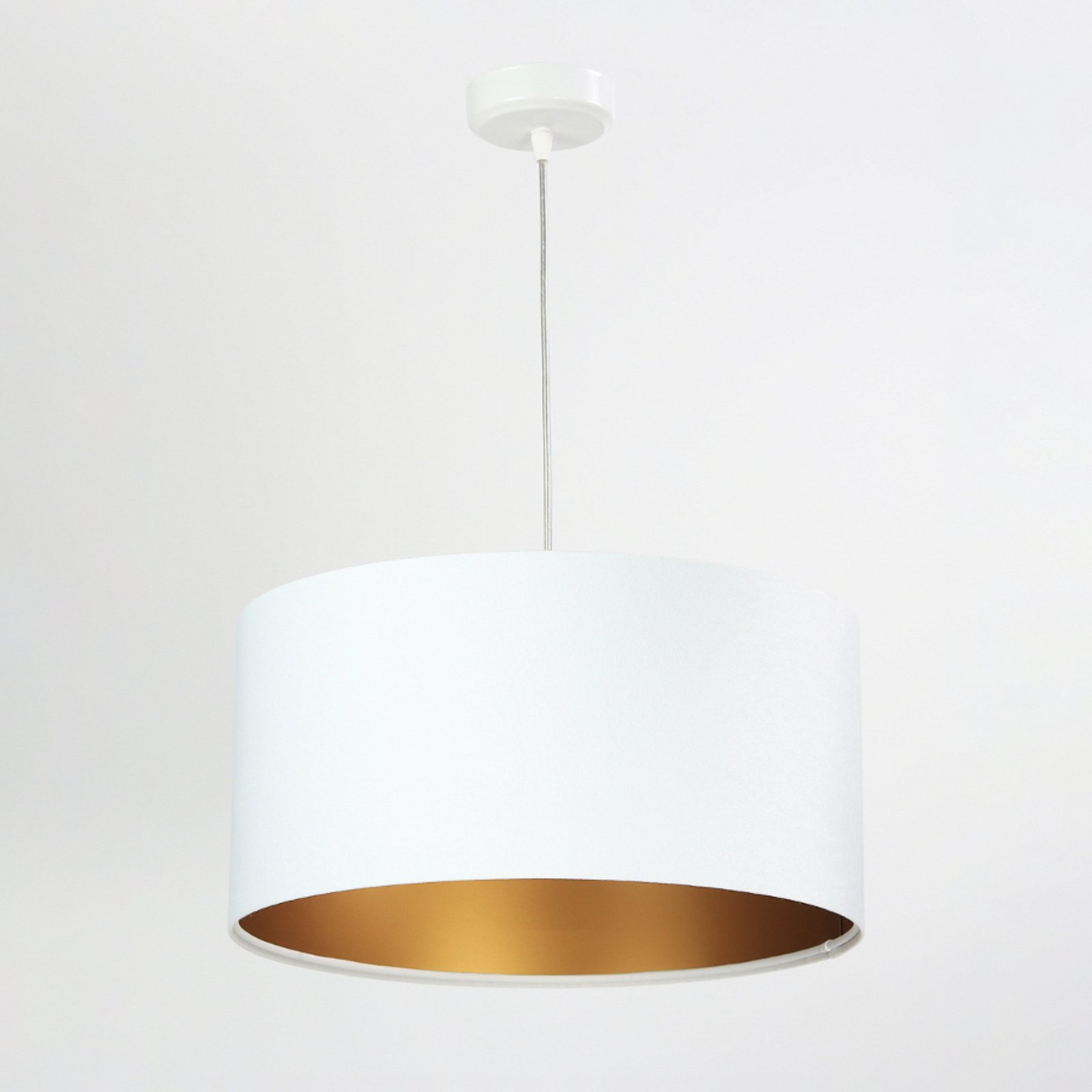 Salina pendant light, velour fabric, white/gold