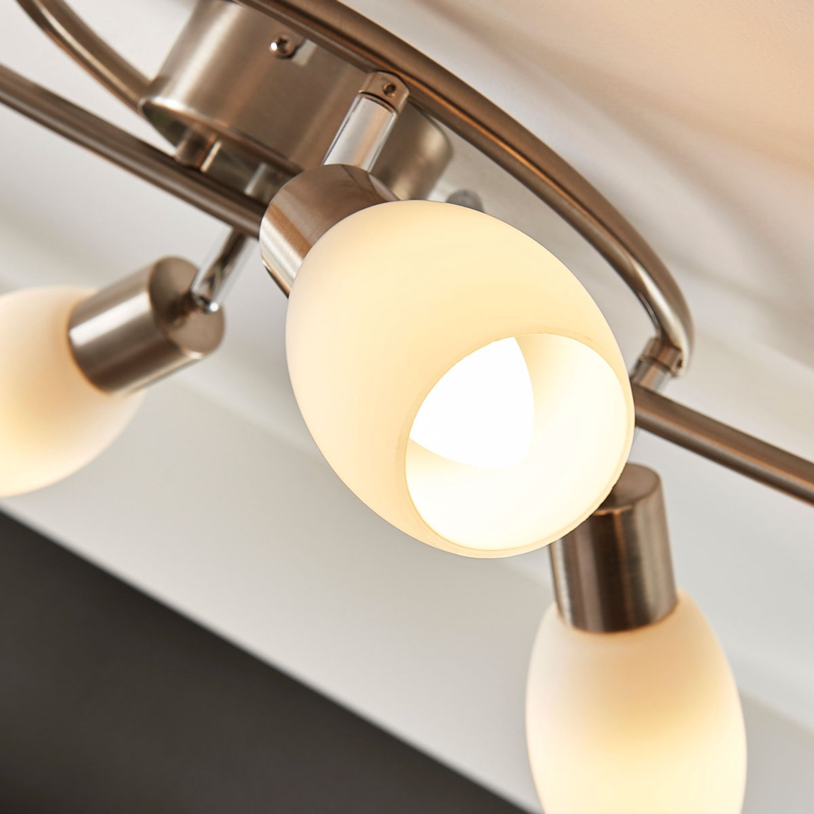 Arda Ceiling Lamp Whie/Nickel - Lindby