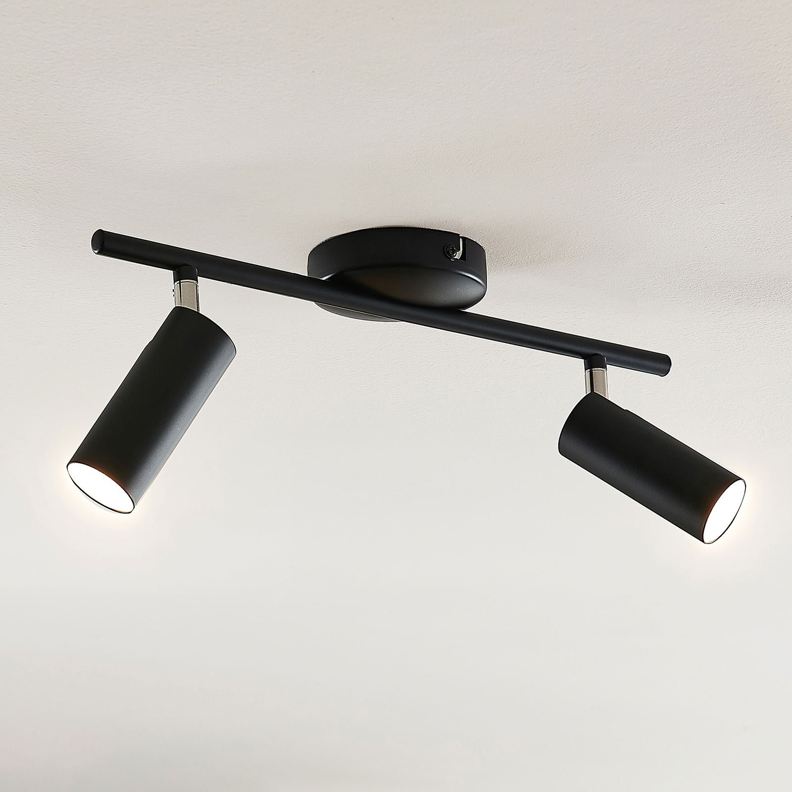 Lindby Camille LED ceiling light, black, 2-bulb, for Living / Dining Room, plastic, metal, 3.5 W, energy efficiency: A+, L: 40 cm, W: 4.2 cm, H: 17 cm