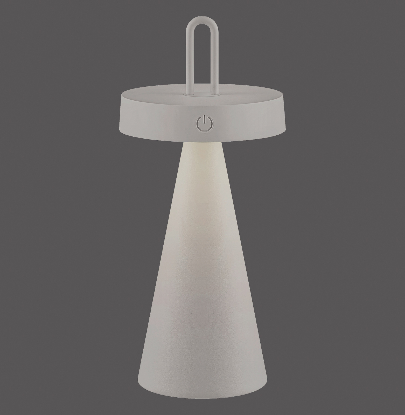 JUST LIGHT. LED-bordlampe Alwa gråbeige jern IP44