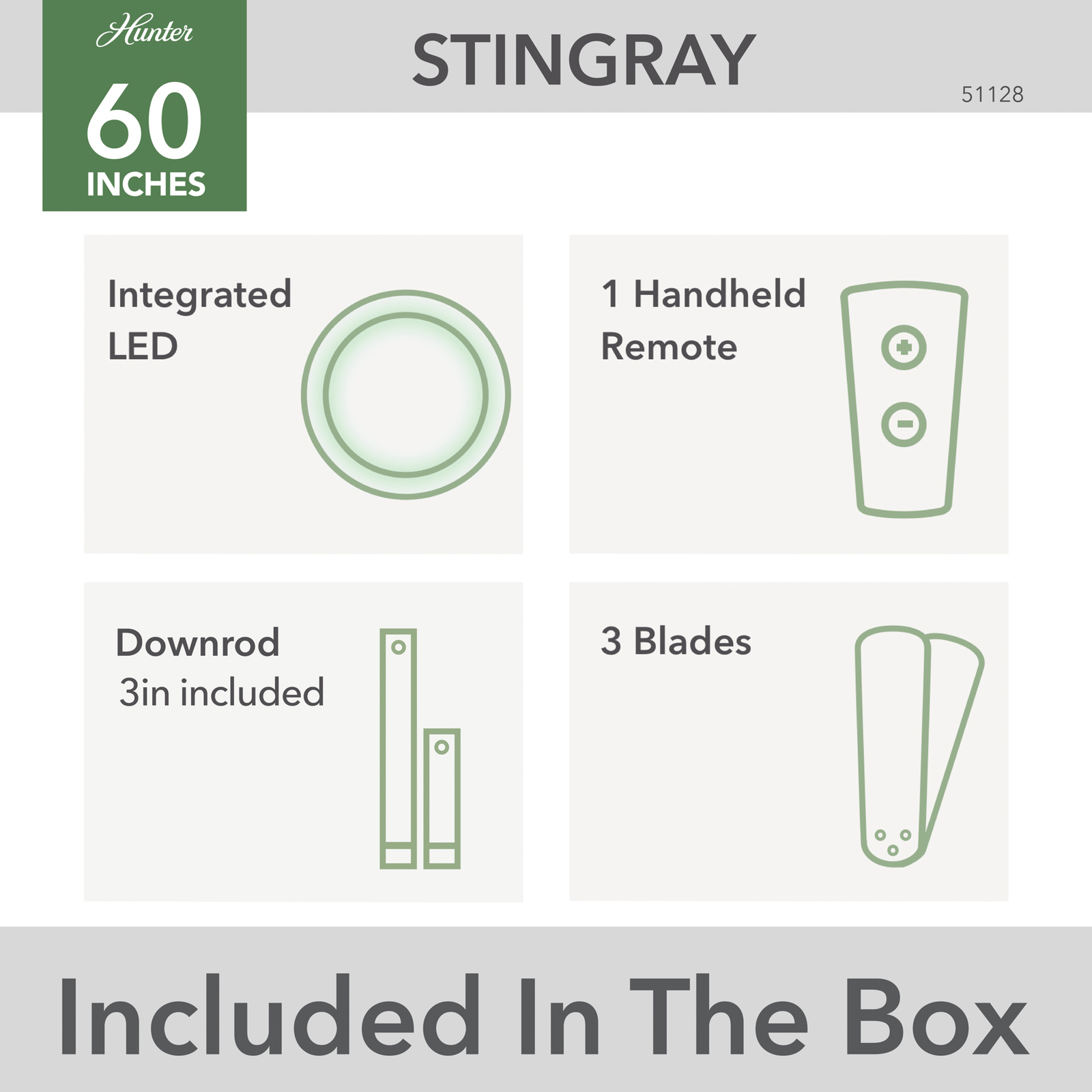 Hunter Stingray DC LED mennyezetventilátor gránit