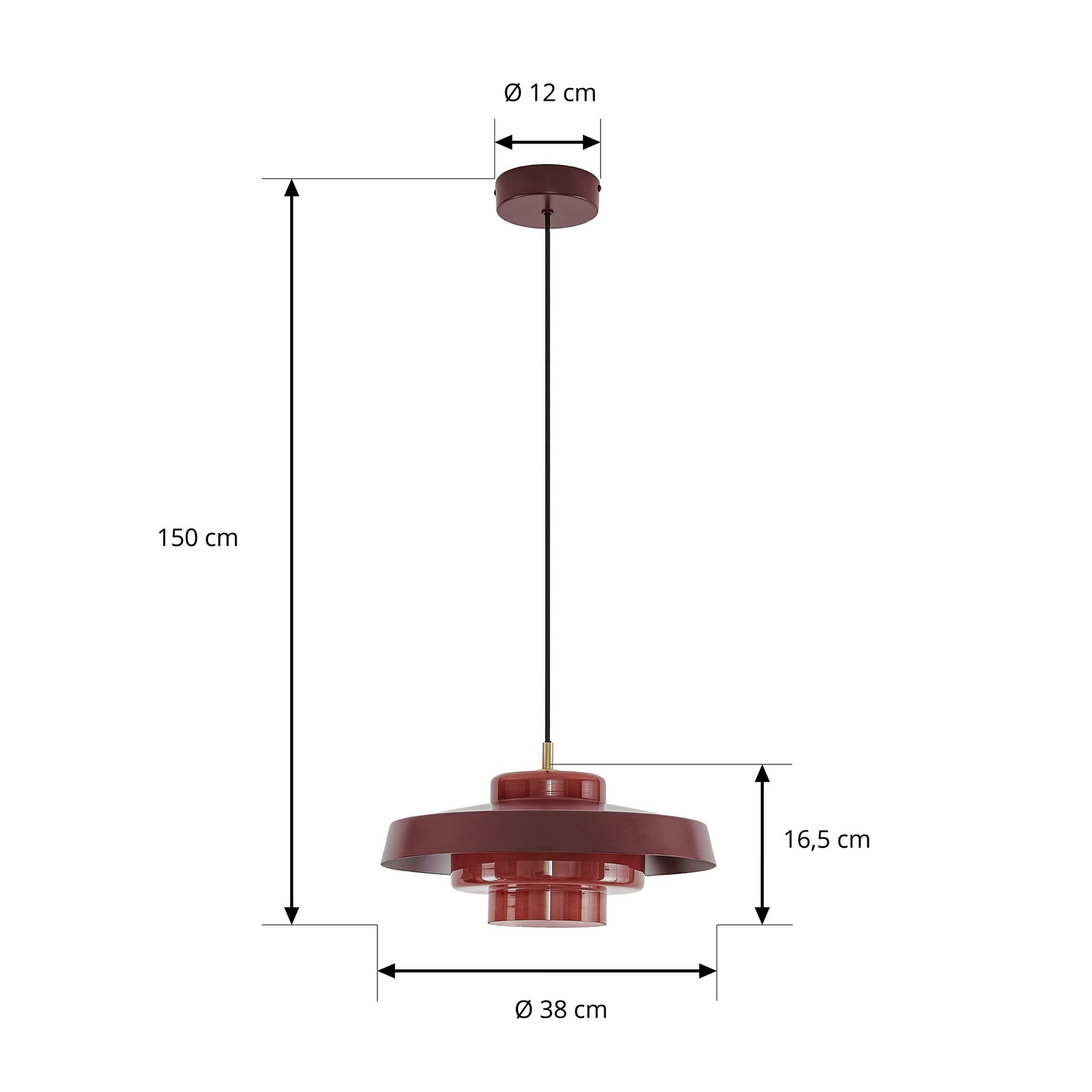 Rico pendant light, Ø 38 cm, red, metal/glass - NOLA Rico pendant light, Ø 38 cm, red, metal/glass - NOLA